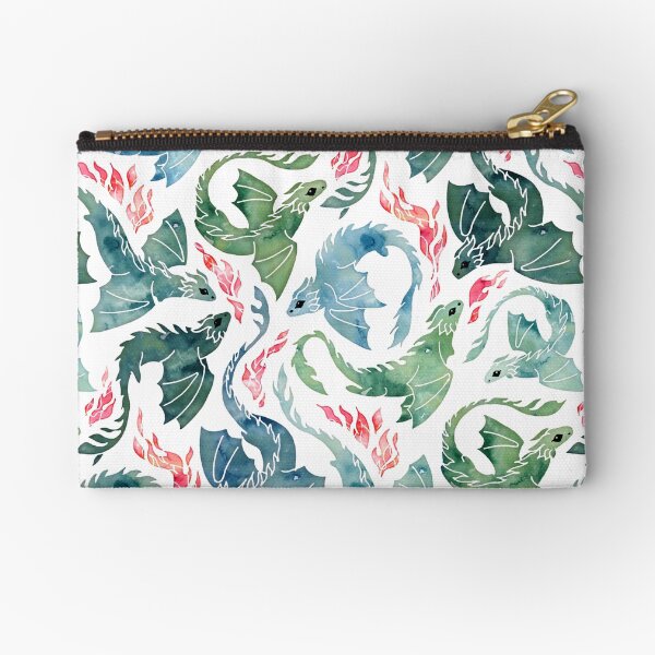 Dragon fire blue & green Zipper Pouch