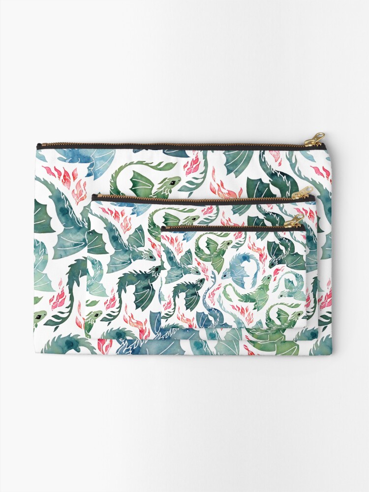Alternate view of Dragon fire blue & green Zipper Pouch