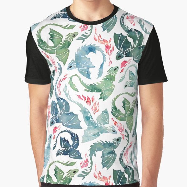 Dragon fire blue & green Graphic T-Shirt