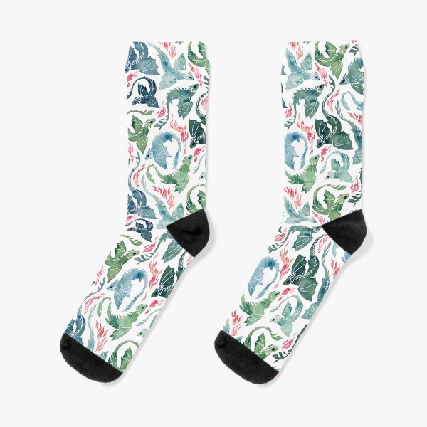 Dragon fire blue & green Socks