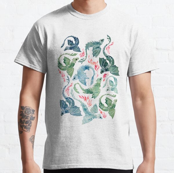 Dragon fire blue & green Classic T-Shirt