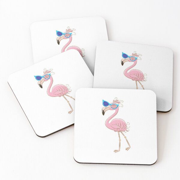 Item preview, Pink Flamingo In Sunglasses With American Flag Funny Flamingo Bird Drawing Patriotic Graphic  designed and sold by FunnySunny T-Shirts.