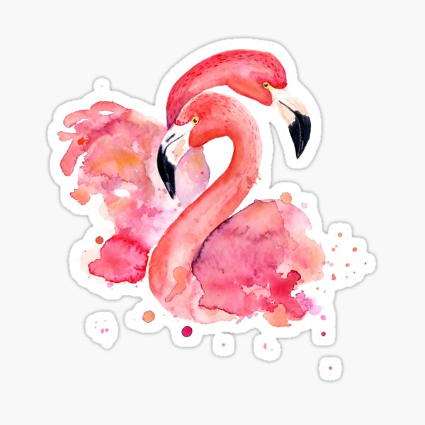 Item preview, Awesome Pink Flamingo Watercolor Painting of Loving Couple Tropical Bird Flamingos designed and sold by FunnySunny T-Shirts.