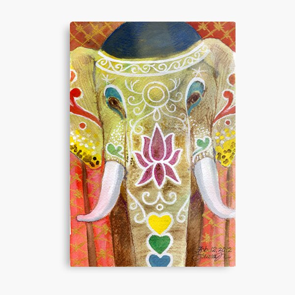 Thai Painted Elephant Metal Print