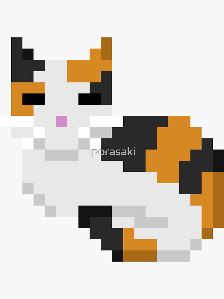 cat - pixel art Sticker for Sale by MoDsama  Pixel art, Pixel art  templates, Easy pixel art