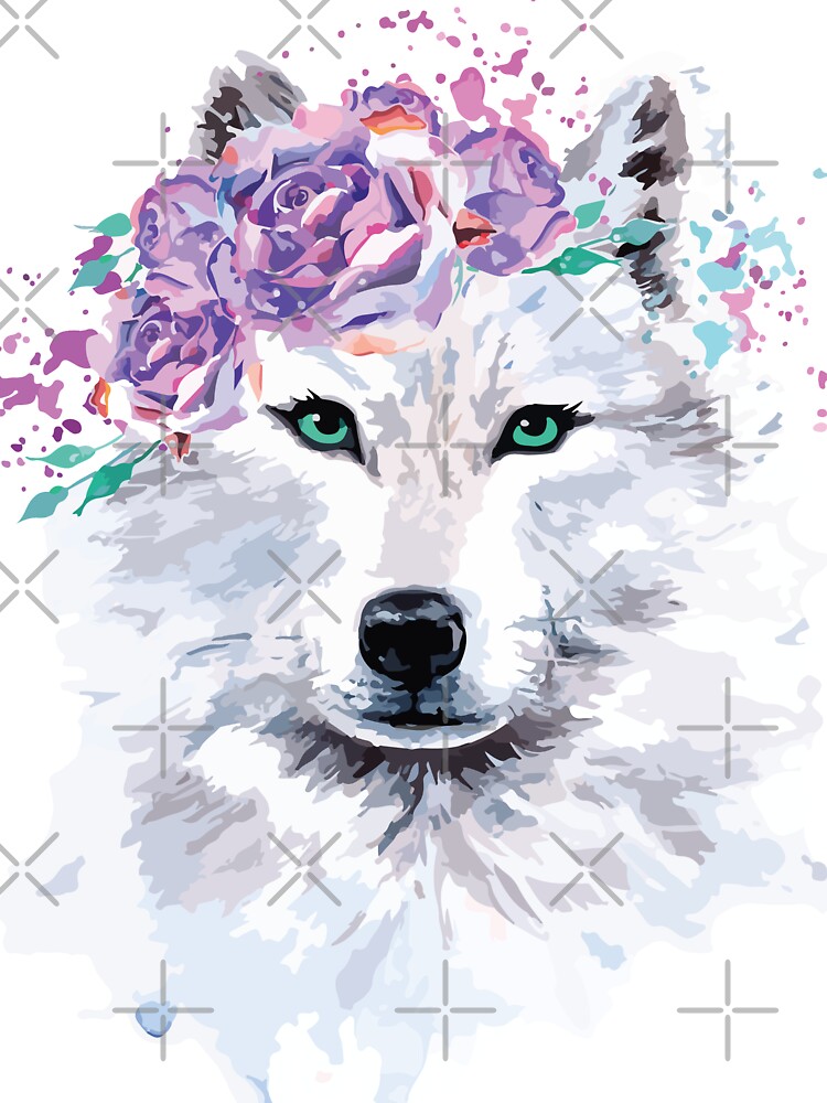 Cool Wolf With Floral Art Graphics Kids T Shirt By Horseunicorns Redbubble