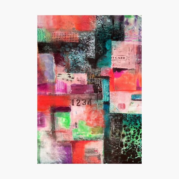 Item preview, Looking for my Postcard, Original abstract art, Mixed media collage painting, Graphic Design Art designed and sold by dianecita.