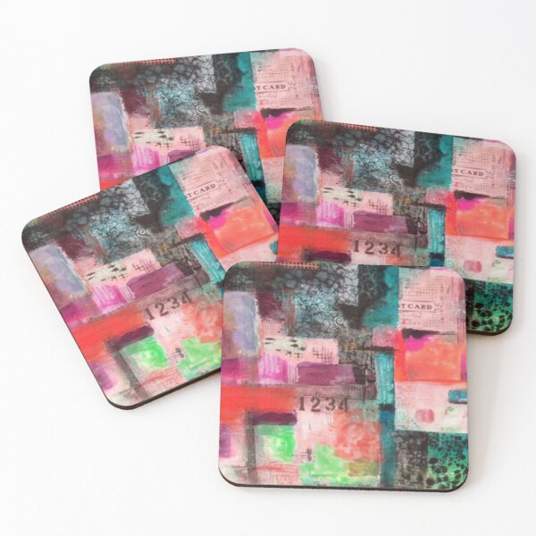 Item preview, Looking for my Postcard, Original abstract art, Mixed media collage painting, Graphic Design Art designed and sold by dianecita.