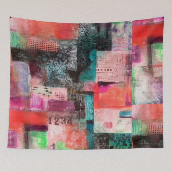 Item preview, Looking for my Postcard, Original abstract art, Mixed media collage painting, Graphic Design Art designed and sold by dianecita.