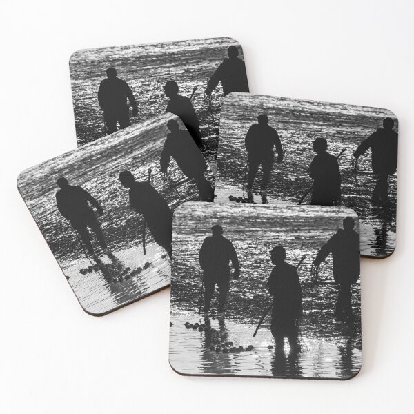 Item preview, Fishermen silhouette fishing with net in french pond water designed and sold by Grégory DUBUS.