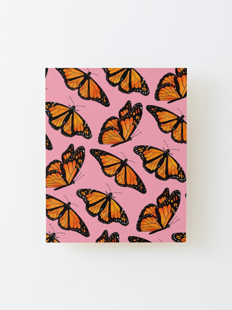 monarch butterfly pattern pink mounted print by abbyventure redbubble