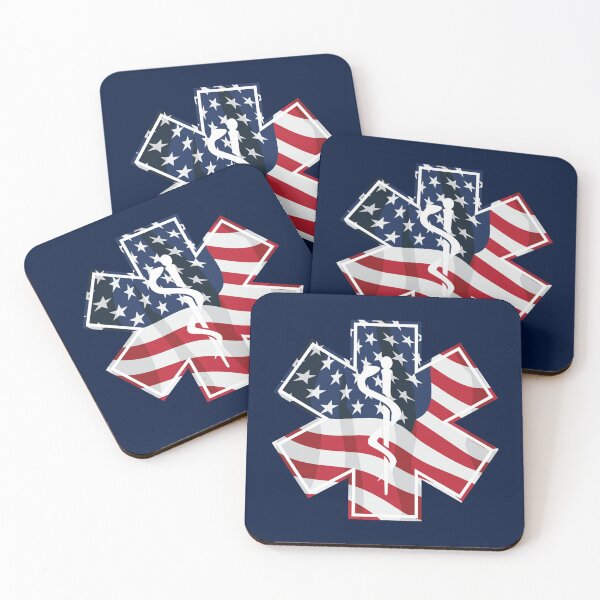 Item preview, Patriotic Paramedic EMT Star of Life Caduceus with USA Flag Overlay designed and sold by hobrath.