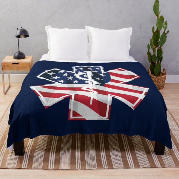 Item preview, Patriotic Paramedic EMT Star of Life Caduceus with USA Flag Overlay designed and sold by hobrath.