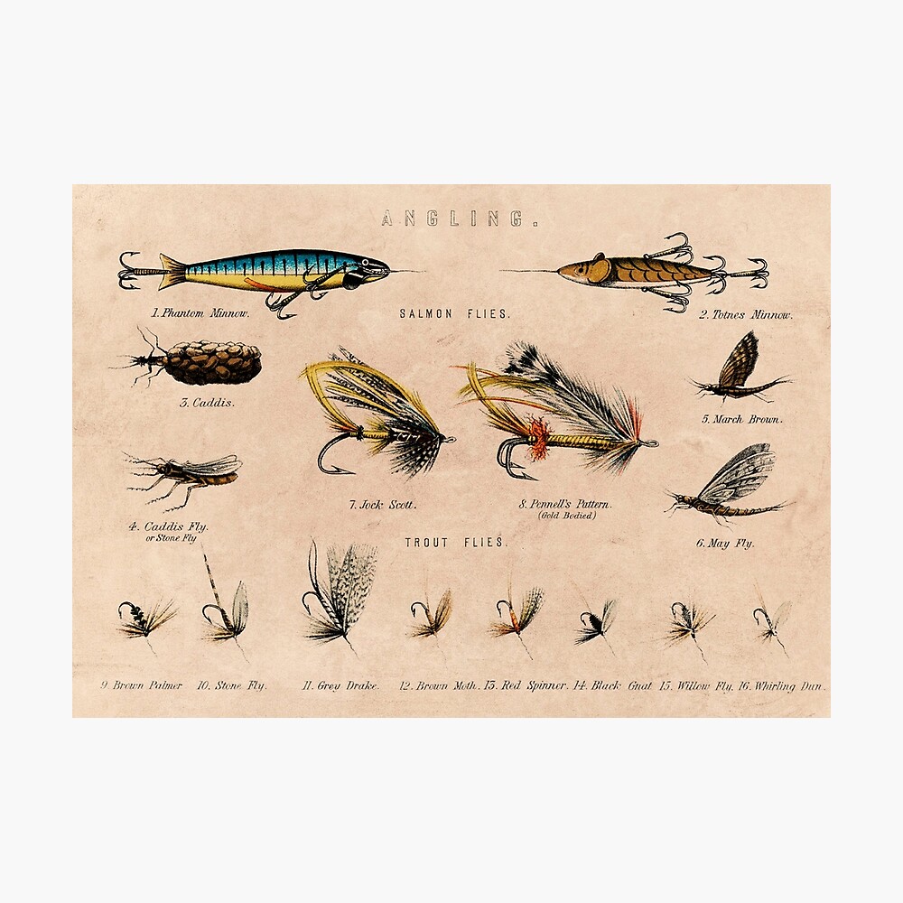 Fishing Lures Vintage Newsprint Advertising Antique Poster for