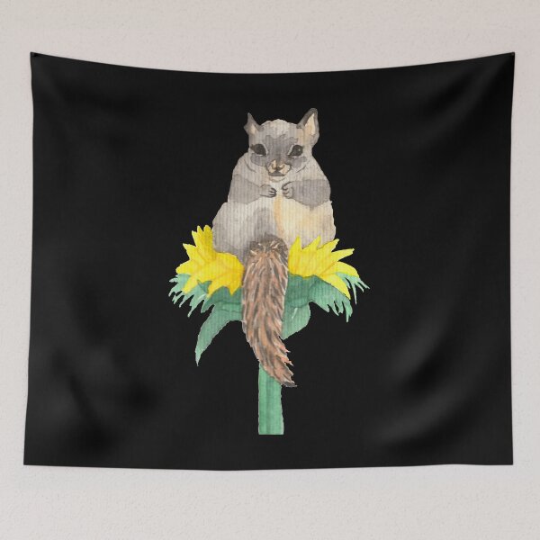 Item preview, Sweet squirrel on a sunflower, black designed and sold by Sonderblume.