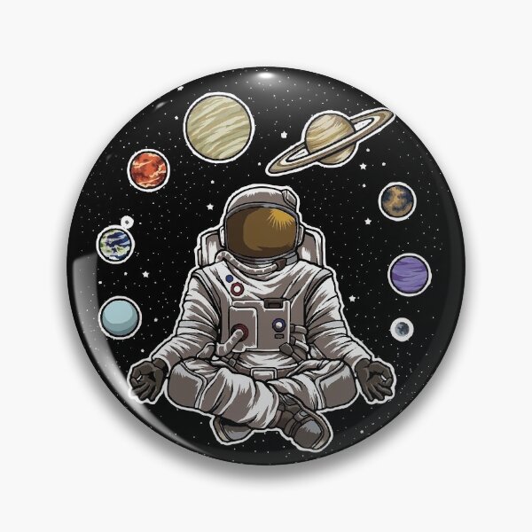 Aperçu de l'œuvre Astronaute de yoga rétro médite dans l'espace créée et vendue par PrinceDesigns.