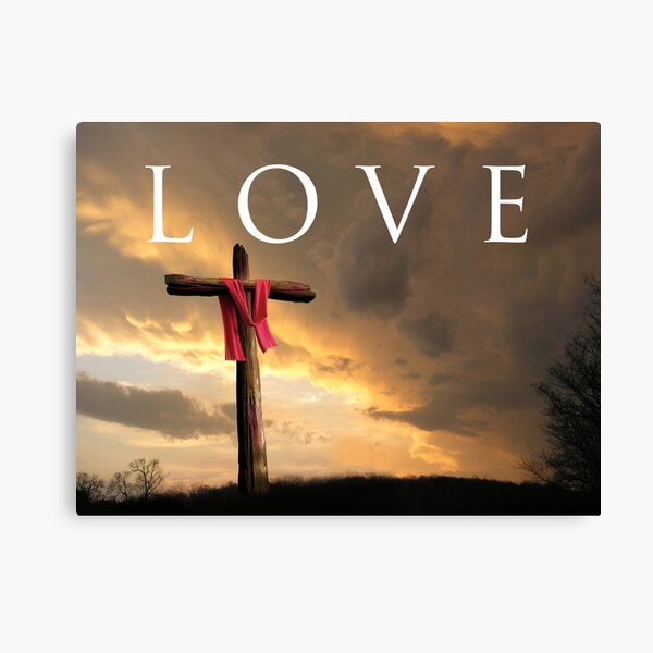 Cross in Storm with Love Canvas Print