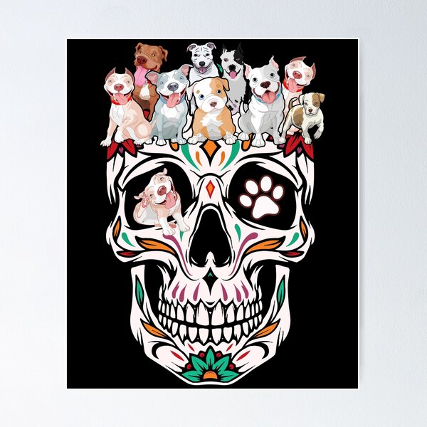 Pitbull Mom Sugar Skull Shirt- Funny Gothic Dog Mom Dad Gift