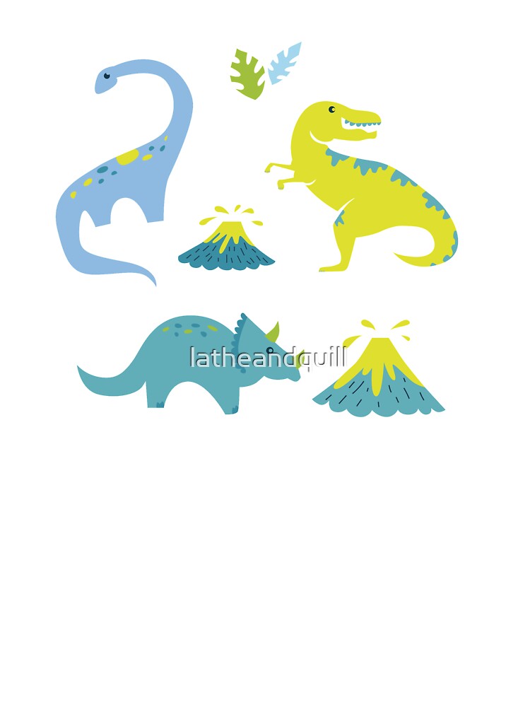 Kawaii Dinosaurs In Blue Green Kids T Shirt By Latheandquill Redbubble