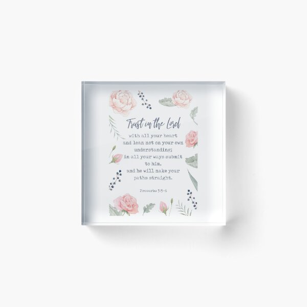 Proverbs 3:5-6 - Inspirational Christian Quote Acrylic Block