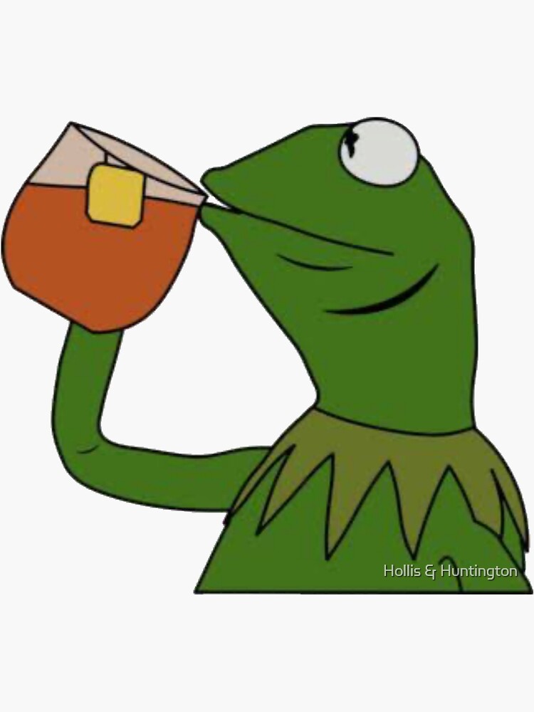 Kermit Sipping Tea Sticker By Abigailclairej Redbubble   Bg,f8f8f8 Flat,750x,075,f Pad,750x1000,f8f8f8.u2 