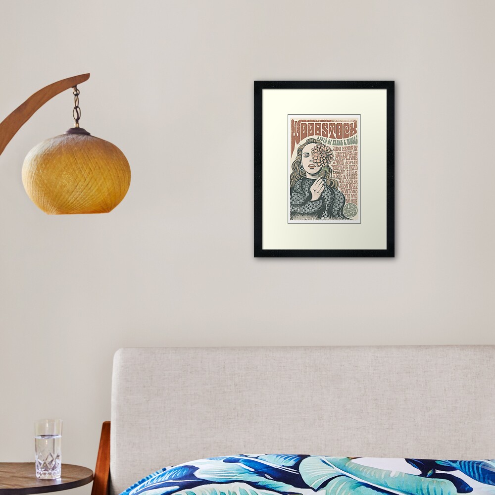 Woodstock Festival Poster Illustration Framed Art Print