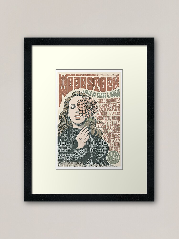 Alternate view of Woodstock Festival Poster Illustration Framed Art Print