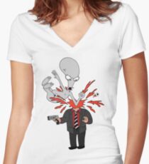 AMERICAN DAD - ROGER SLAM Women's Fitted V-Neck T-Shirt