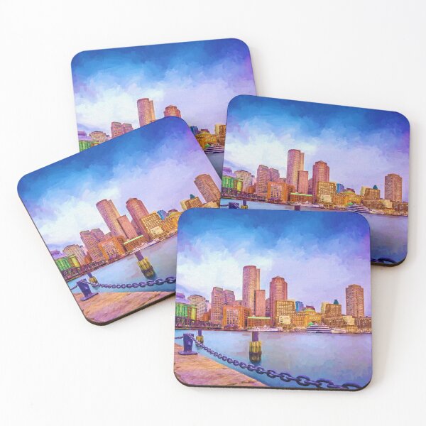 Item preview, Boston Harbor Skyline Sunrise Sunset designed and sold by TheoWestlake.