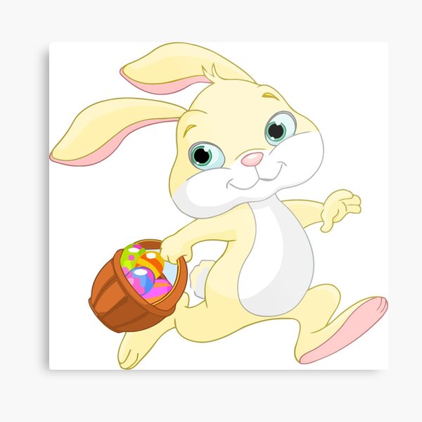 Funny Easter Bunny/Rabbit with Easter Eggs Metal Print