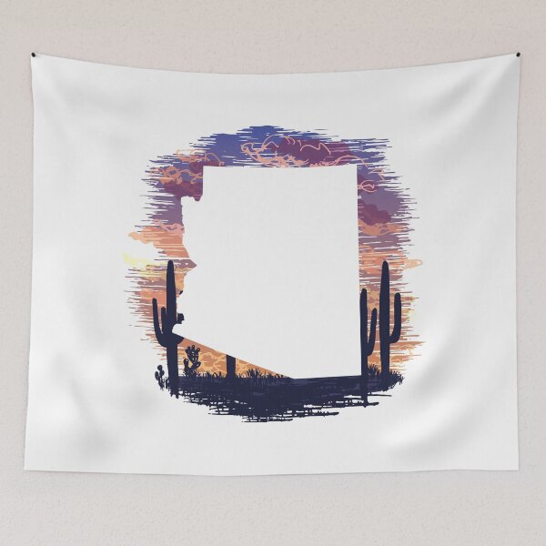 Item preview, Arizona State Map Silhouette - Desert Sunset designed and sold by rachelhirst.