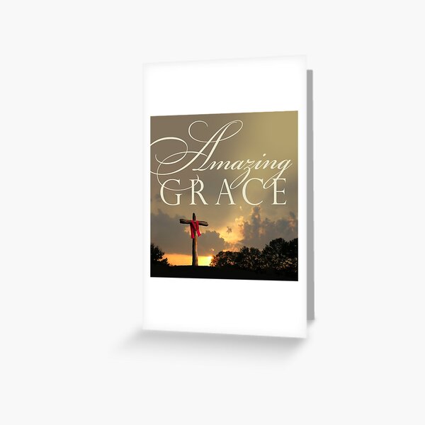 Cross and Sunset - Amazing Grace Greeting Card