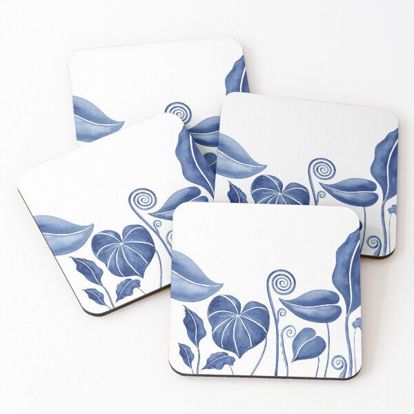 Item preview, Gorgeous Blue Exotic Leaves Botanical Watercolor designed and sold by Irina Sztukowski.