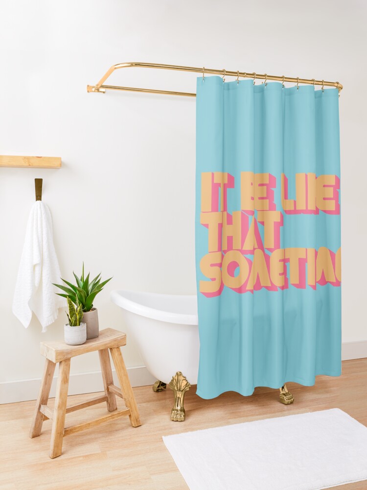 Alternate view of It Be Like That Sometimes - Retro Blue Shower Curtain
