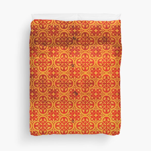 Orange Traditional Oriental Moroccan Style Pattern Duvet Cover