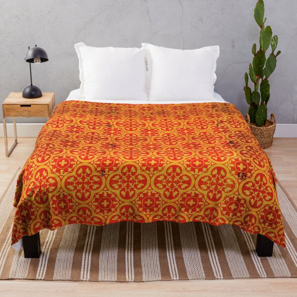 Orange Traditional Oriental Moroccan Style Pattern Throw Blanket