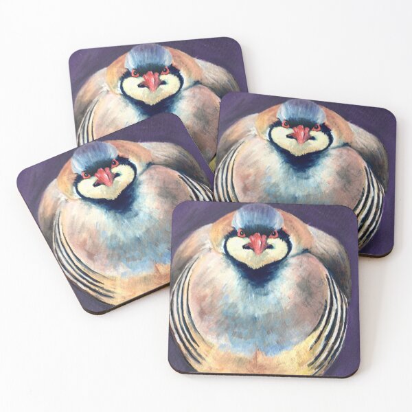 Item preview, A handpainted Chukar Partridge on black watercolor paper.  designed and sold by Sarah Hearfield.