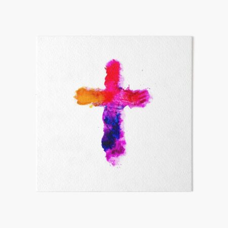 Cross with Color - Oil on Canvas Art Board Print