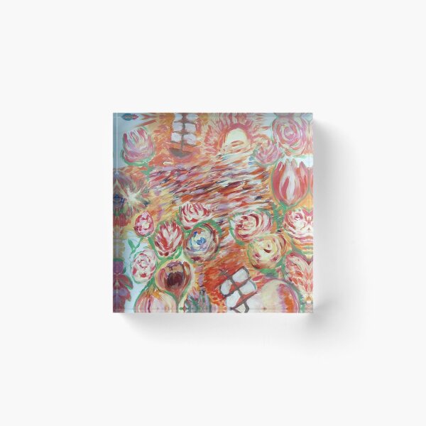 Item preview, Dream of ocean flowers and setting sun, orange, purple and boats designed and sold by ThereseLyssia.