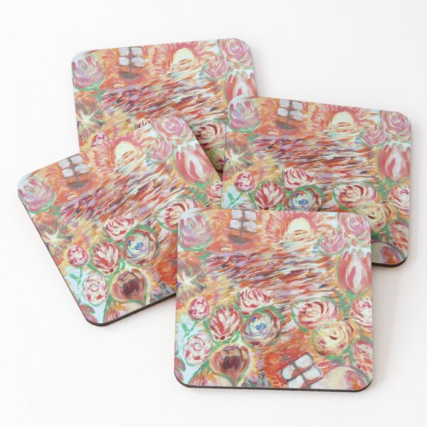 Item preview, Dream of ocean flowers and setting sun, orange, purple and boats designed and sold by ThereseLyssia.