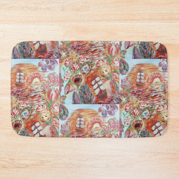 Item preview, Dream of ocean flowers and setting sun, orange, purple and boats designed and sold by ThereseLyssia.