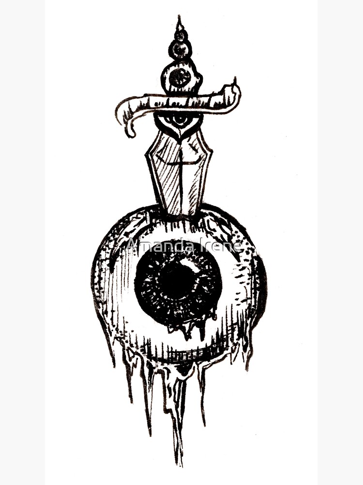 "Eyeball, punk pen and ink design , tattoo inspired" Sticker by