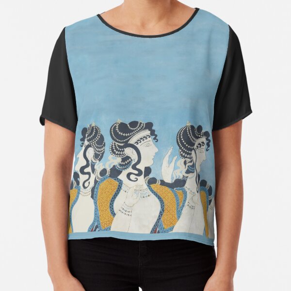 Minoan Ladies in Blue fresco after Emile Gilliéron Chiffon Top