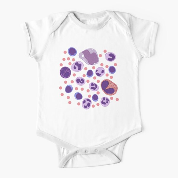 Large White Blood Cell Pattern Short Sleeve Baby One-Piece