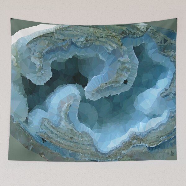 Item preview, Blue Geode Low Poly Geometric Triangle Art designed and sold by Vicky Brago-Mitchell®.