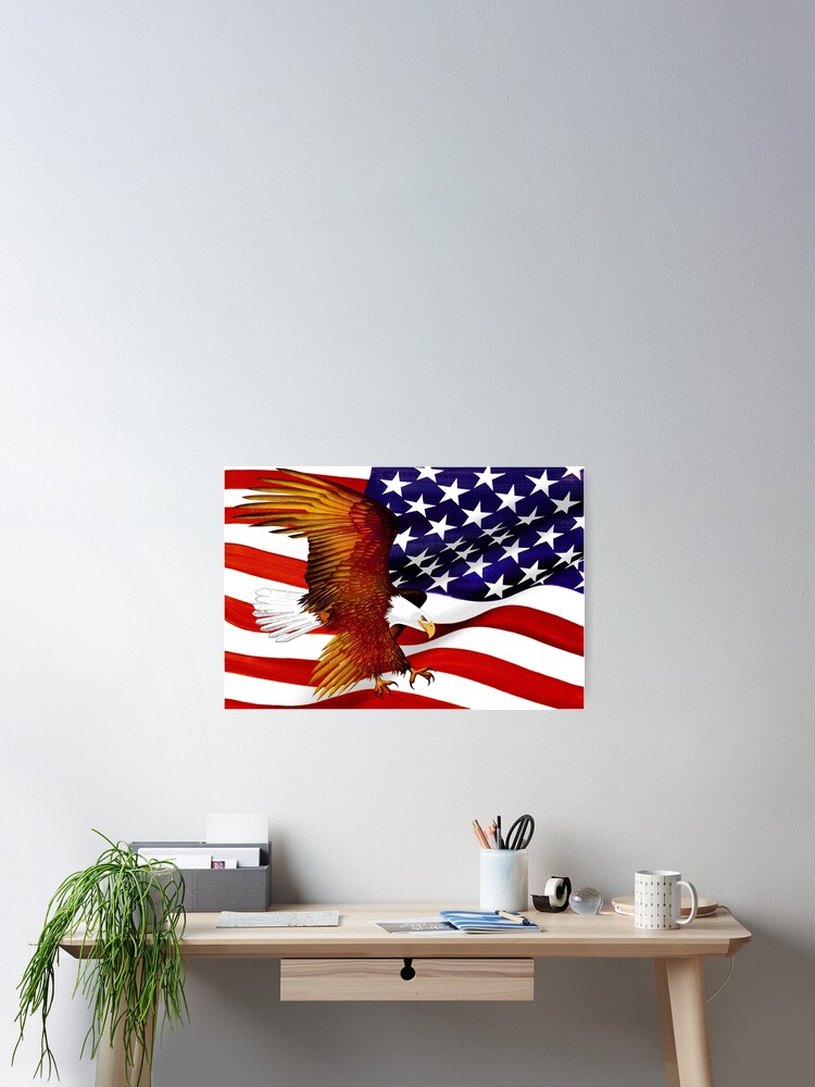 Thumbnail 1 of 3, Poster, American Flag and Eagle - Oil on Canvas designed and sold by RickSchroeppel.