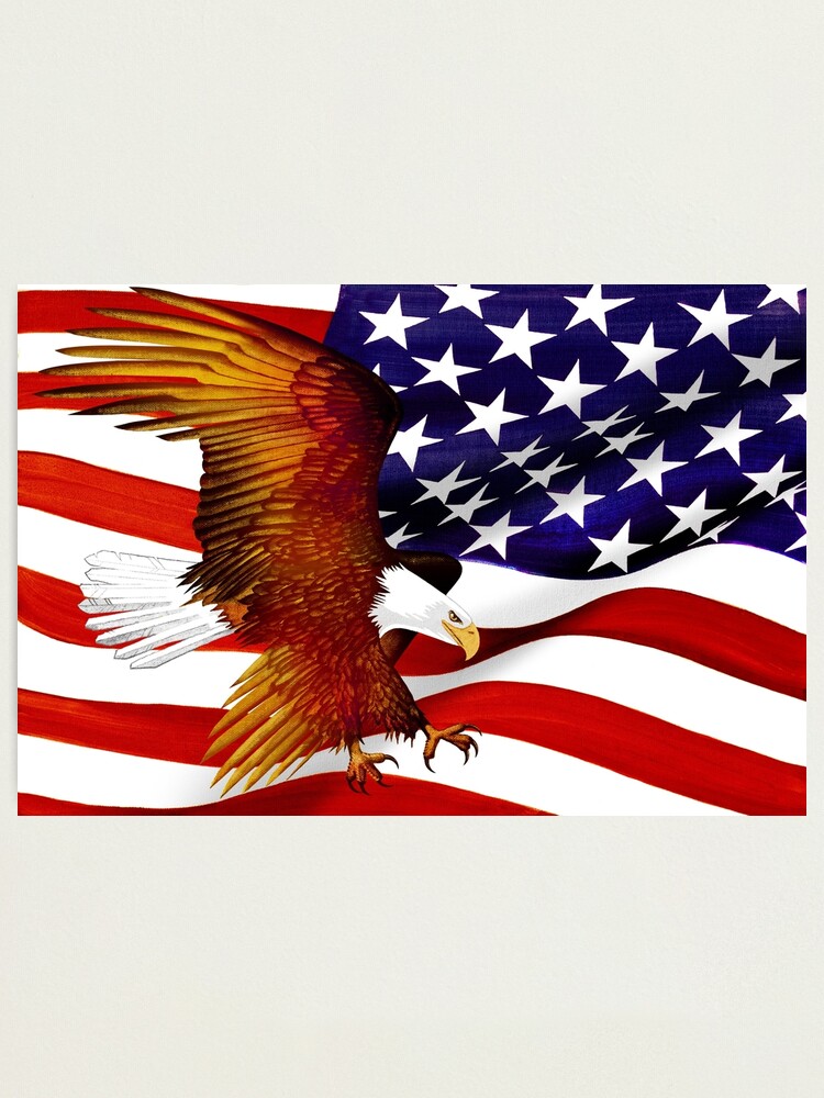 Thumbnail 2 of 3, Photographic Print, American Flag and Eagle - Oil on Canvas designed and sold by RickSchroeppel.