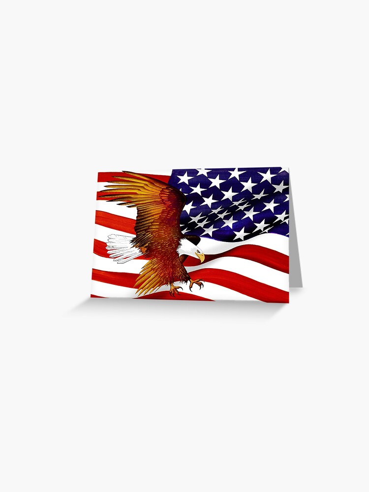 Thumbnail 1 of 2, Greeting Card, American Flag and Eagle - Oil on Canvas designed and sold by RickSchroeppel.