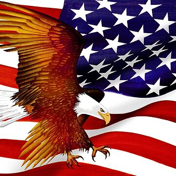 Artwork thumbnail, American Flag and Eagle - Oil on Canvas by RickSchroeppel