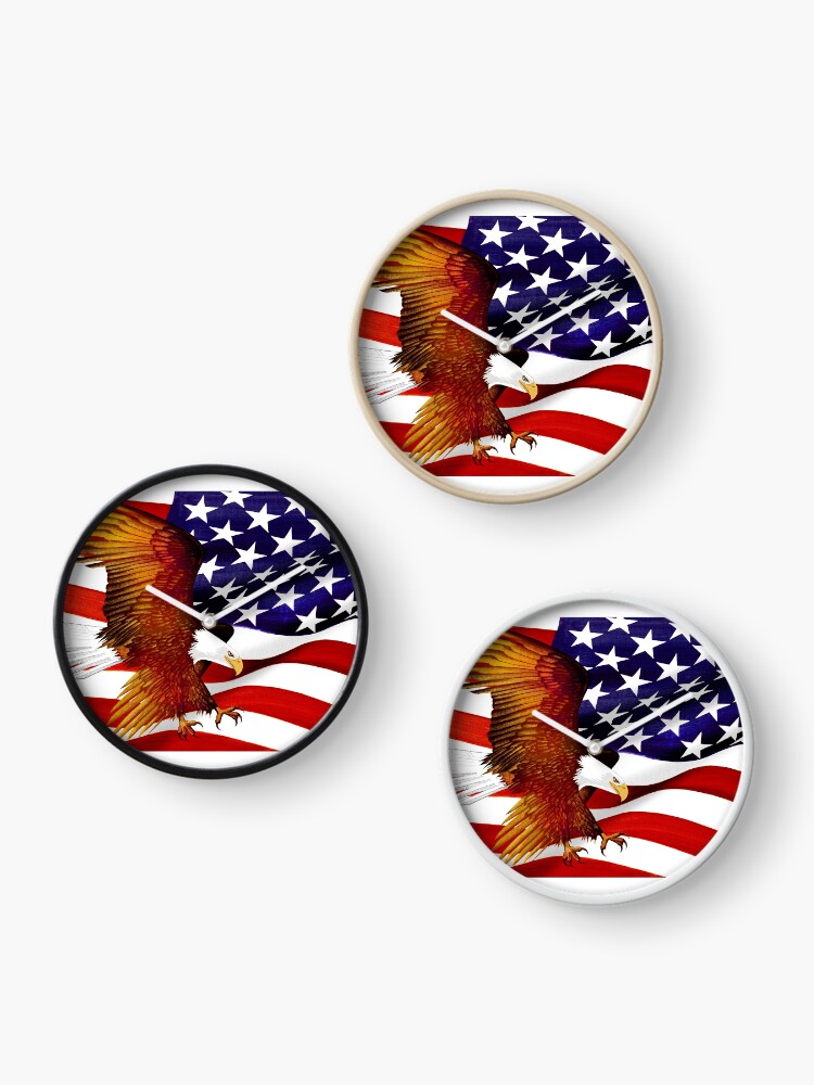 Thumbnail 3 of 4, Clock, American Flag and Eagle - Oil on Canvas designed and sold by RickSchroeppel.
